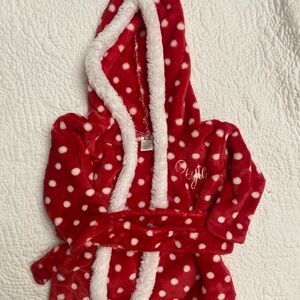 HB Infant Red And White Polka Dot Robe Monogramed PEYTON Size 0-9 Months